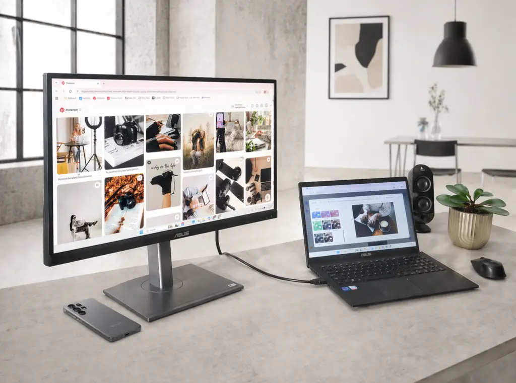 workstation photo laptop computer monitor smartphone pinterest canva
